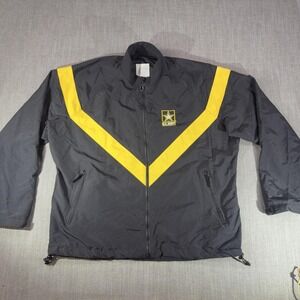 U.S. Army Jacket Mens Large Black APFU Physical Fitness Running Windbreaker
